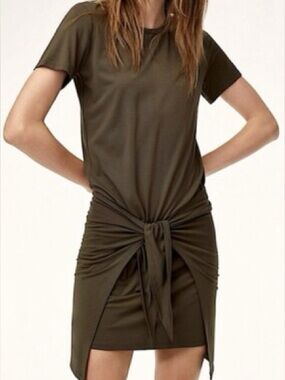 Aritzia Wilfred Free Bair Tie Front T-Shirt Dress